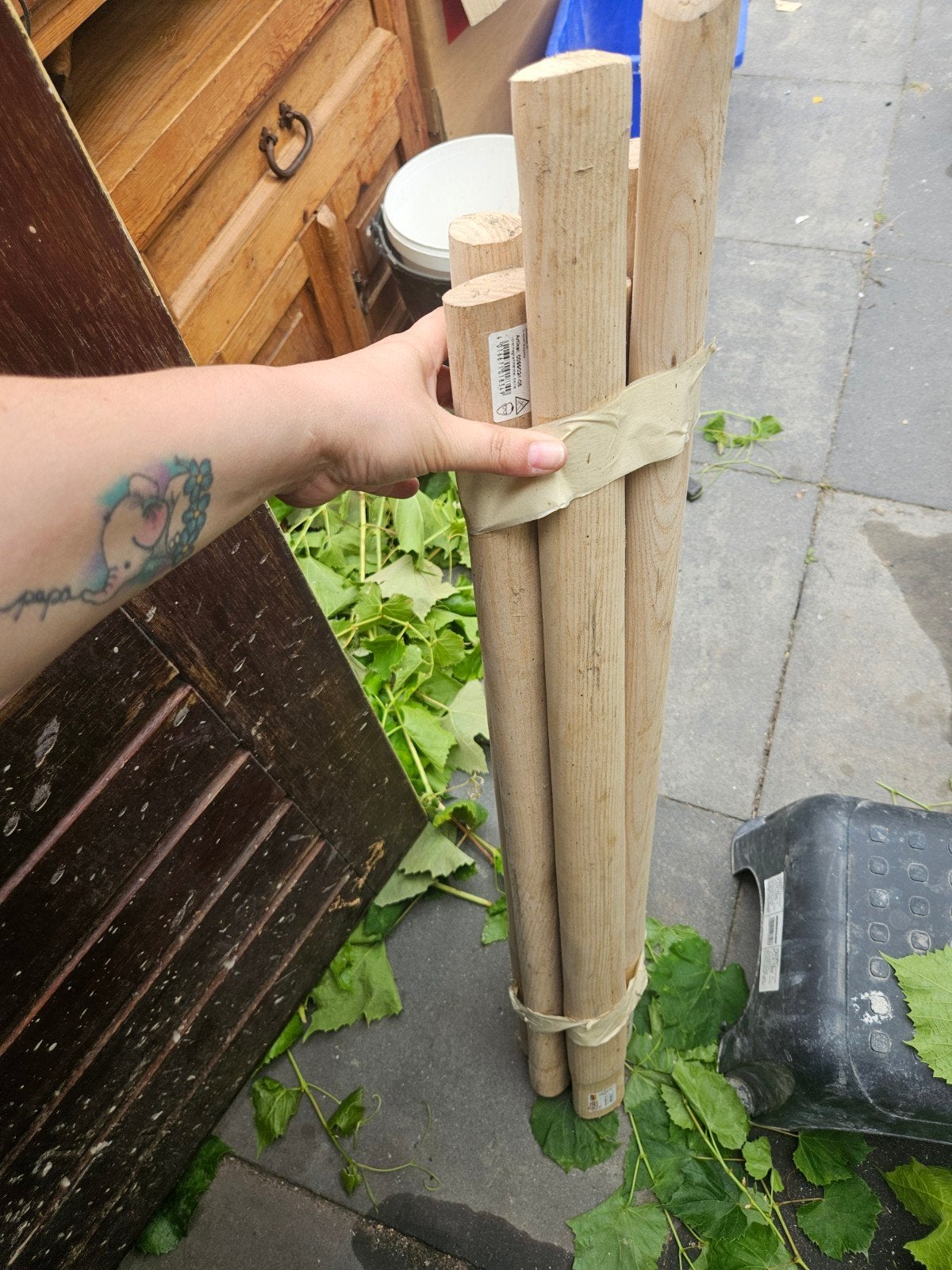 houten palen voor bijvoorbeeld bijlen, Doe-het-zelf en Verbouw, Hout en Planken, Ophalen, Gebruikt, 25 tot 50 mm, Balk