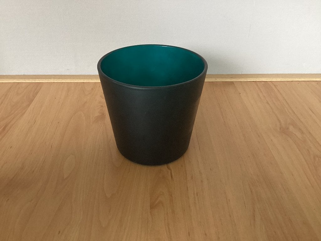 Groene glazen vaas, Ophalen of Verzenden, Minder dan 50 cm, Groen, Glas