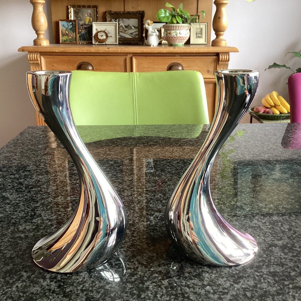 Kandelaar, Georg Jensen, Cobra, Denmark, RVS, setprijs, Ophalen, Gebruikt, Metaal, Kandelaar