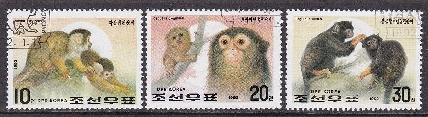 222 - Noord Korea michel 3255/3257 gestempeld , Apen, Verzenden, Gestempeld, Oost-Azië