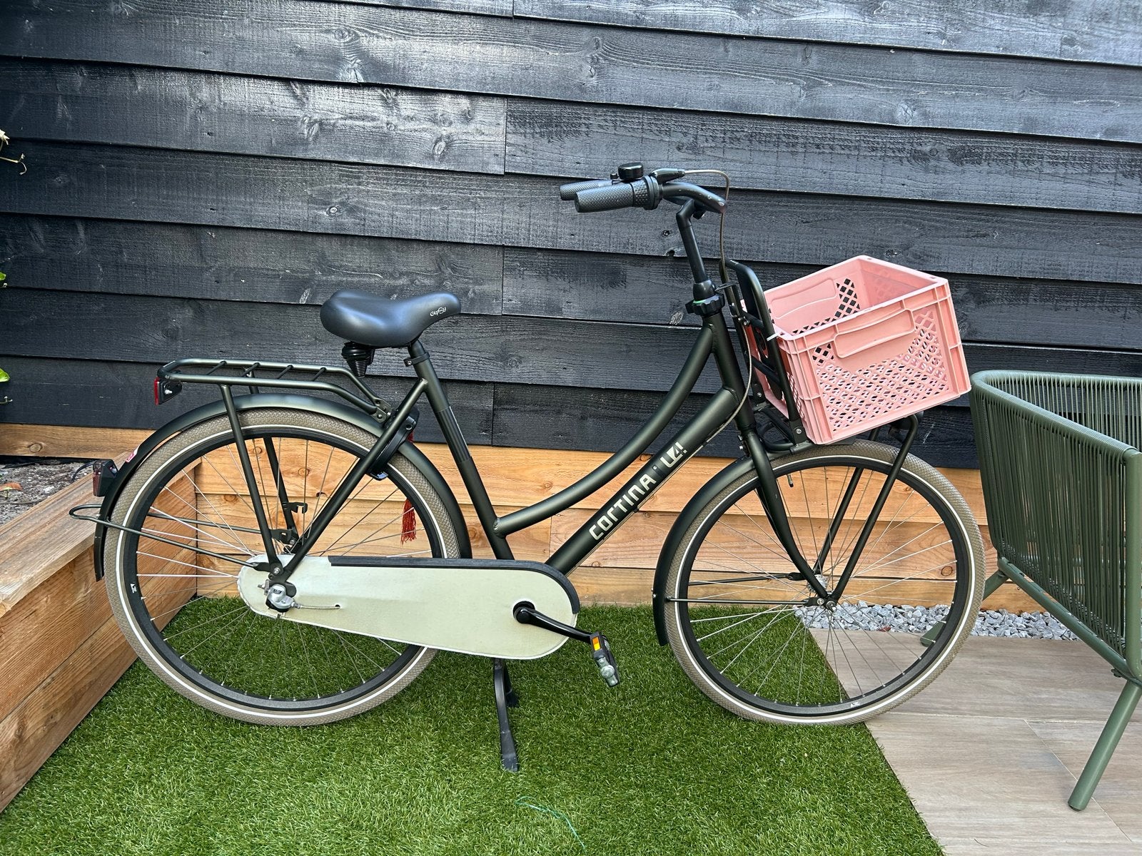 Cortina U4 Transportfiets 57 cm, groen, Fietsen en Brommers, Fietsen | Dames | Damesfietsen, Terugtraprem, Gebruikt, Versnellingen