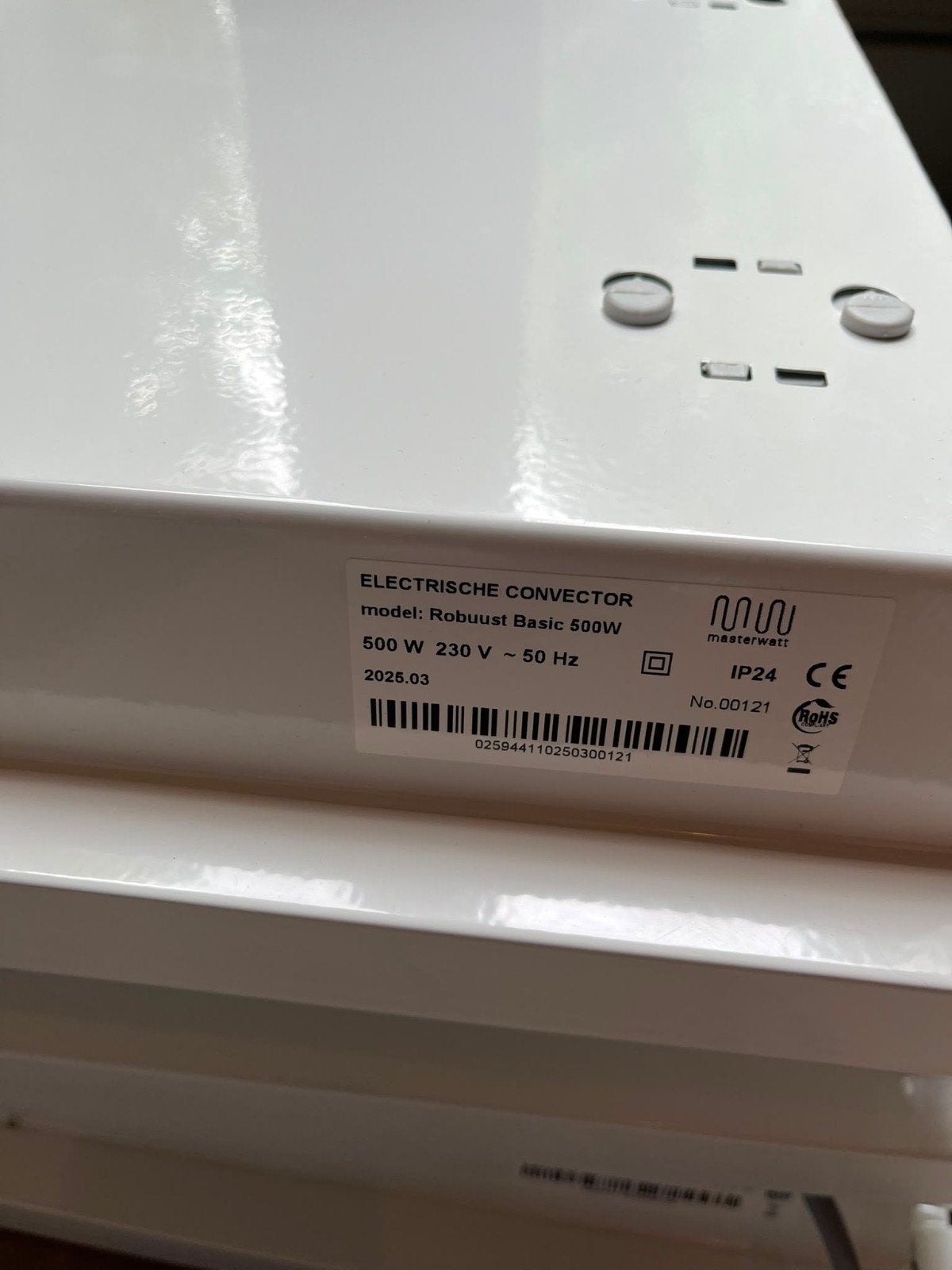 Masterwatt Robuust Basic 500W Elektrische Convector, Minder dan 30 cm, Overige typen, Nieuw, Minder dan 60 cm