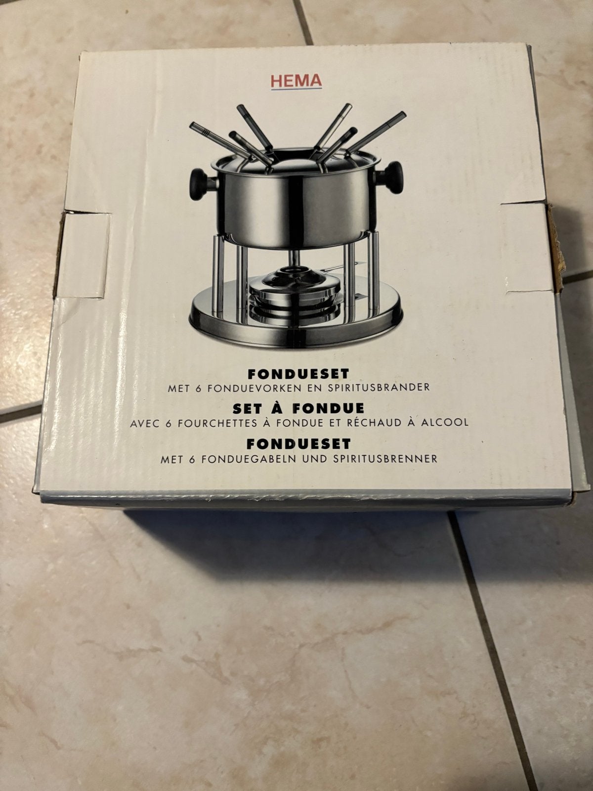 Fondueset met spiritusbrander en 6 fonduevorken, Ophalen, Nieuw, Brander, Fondueset