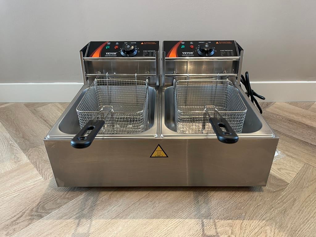 Nieuwe dubbele friteuse 2x6 L. Pizzeria/koningsdag horeca, 4 liter of meer, Ophalen of Verzenden, Nieuw