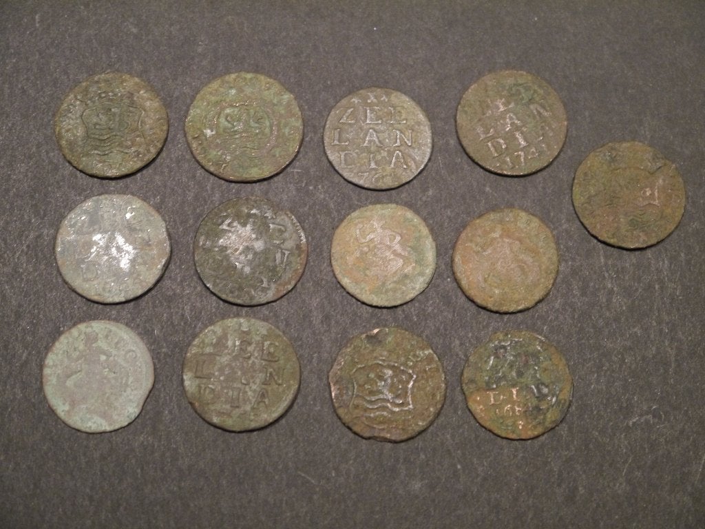 Lot bodemvondst Zeelandia Duiten, Ophalen of Verzenden, Vóór koninkrijk, Overige waardes
