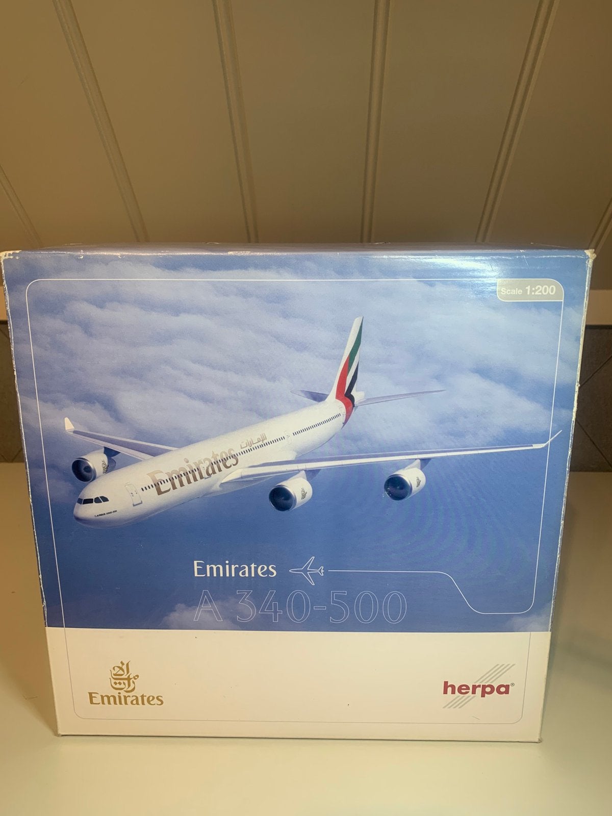Herpa Emirates Airbus A340-500, Ophalen of Verzenden, Nieuw, Schaalmodel