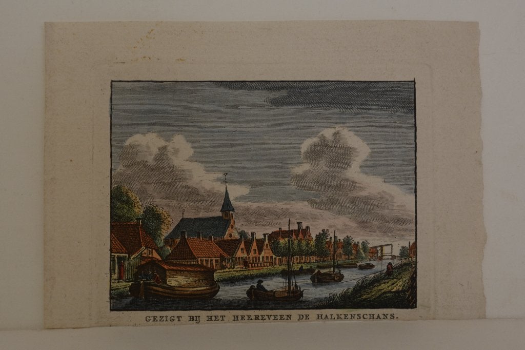 HEERENVEEN HALKENSCHANS Gravure Bulthuis + Bendorp 1790 GO4, Antiek en Kunst, Verzenden, Stadsgezicht, Handgekleurd, Gravure