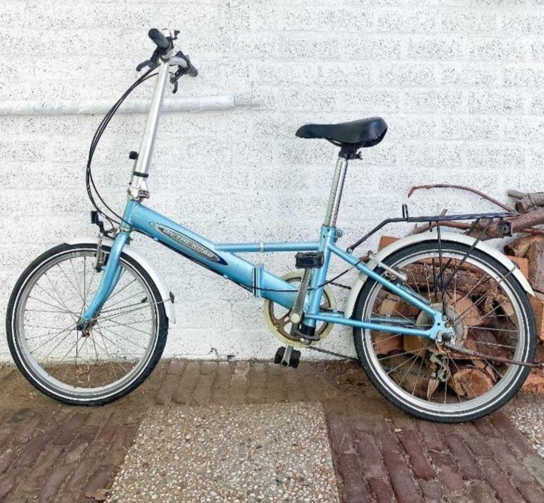Licht blauwe vouwfiets, 20 inch of meer, Gebruikt, Versnellingen, Ophalen