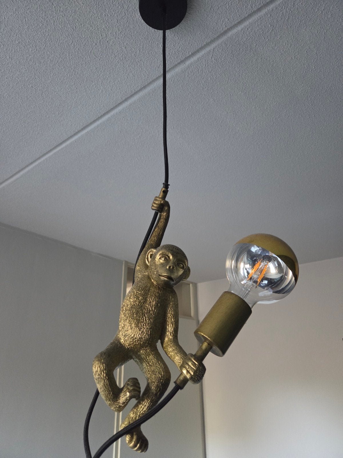 Gouden Aap Lamp - Unieke Hanglamp, Ophalen, Zo goed als nieuw, Metaal, Modern, Speels, Eclectisch