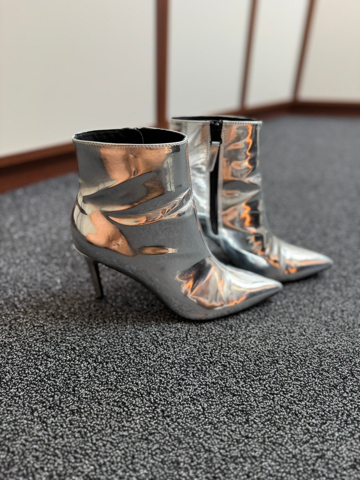 Zilveren laarzen maat 36 van TopShop, Overige kleuren, Lage of Enkellaarzen, Ophalen of Verzenden, Gedragen