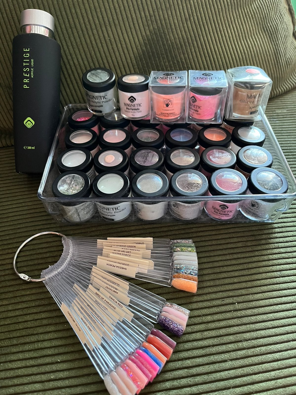 Acryl potjes ( kleur en glitters) met liquid, Overige kleuren, Ophalen of Verzenden, Zo goed als nieuw, Handen en Nagels