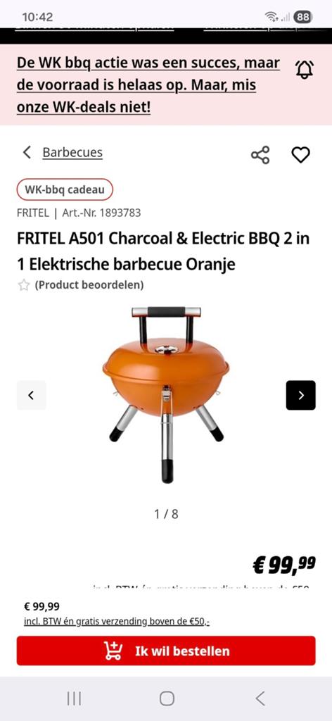 Bbq mini elektrisch en houtskool, Tuin en Terras, Houtskoolbarbecues, Ophalen of Verzenden, Nieuw