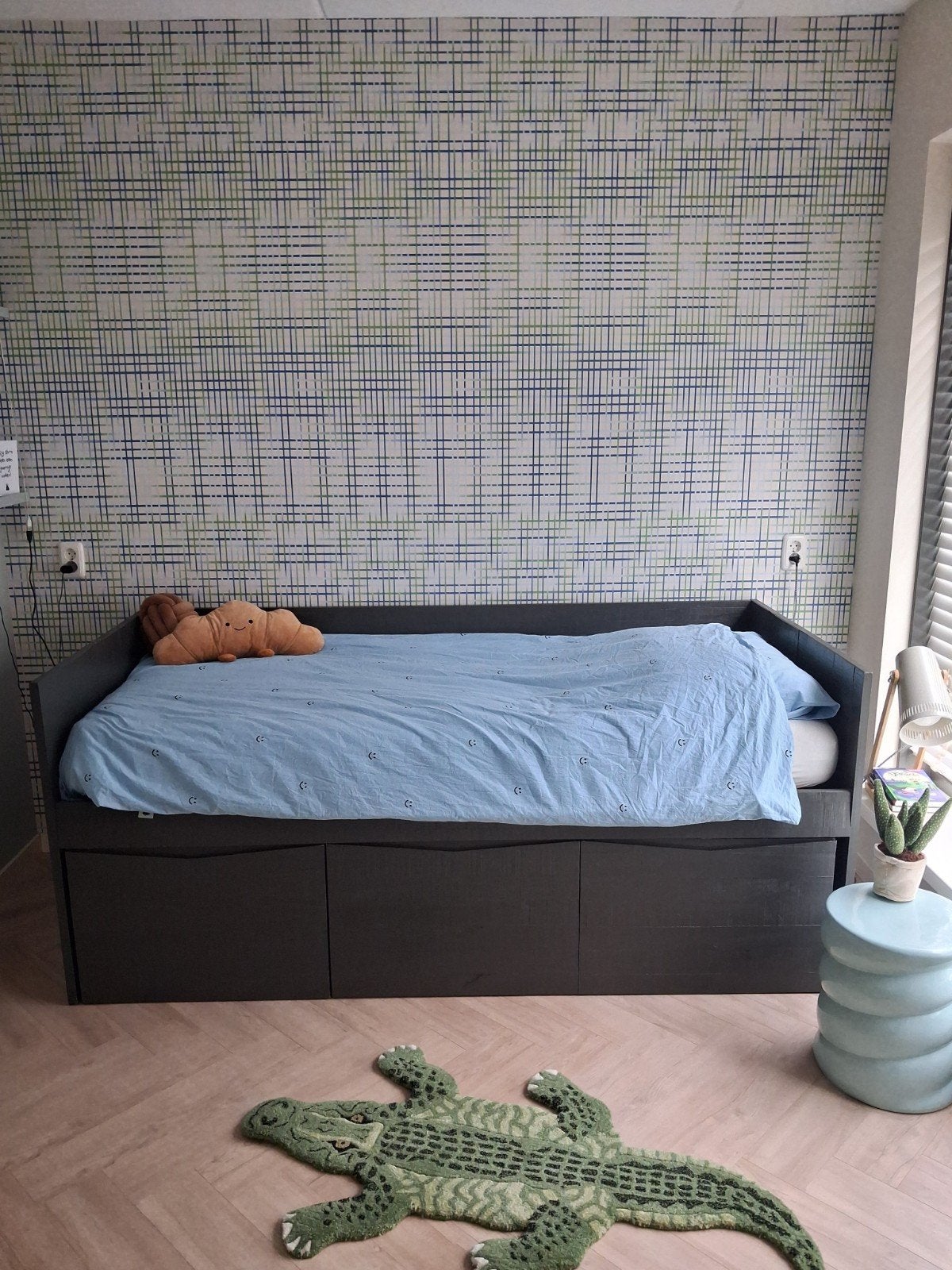 Mooi houten bed, halfhoogslaper met opberg ruimte, Ophalen, Eenpersoons, 200 cm, 90 cm