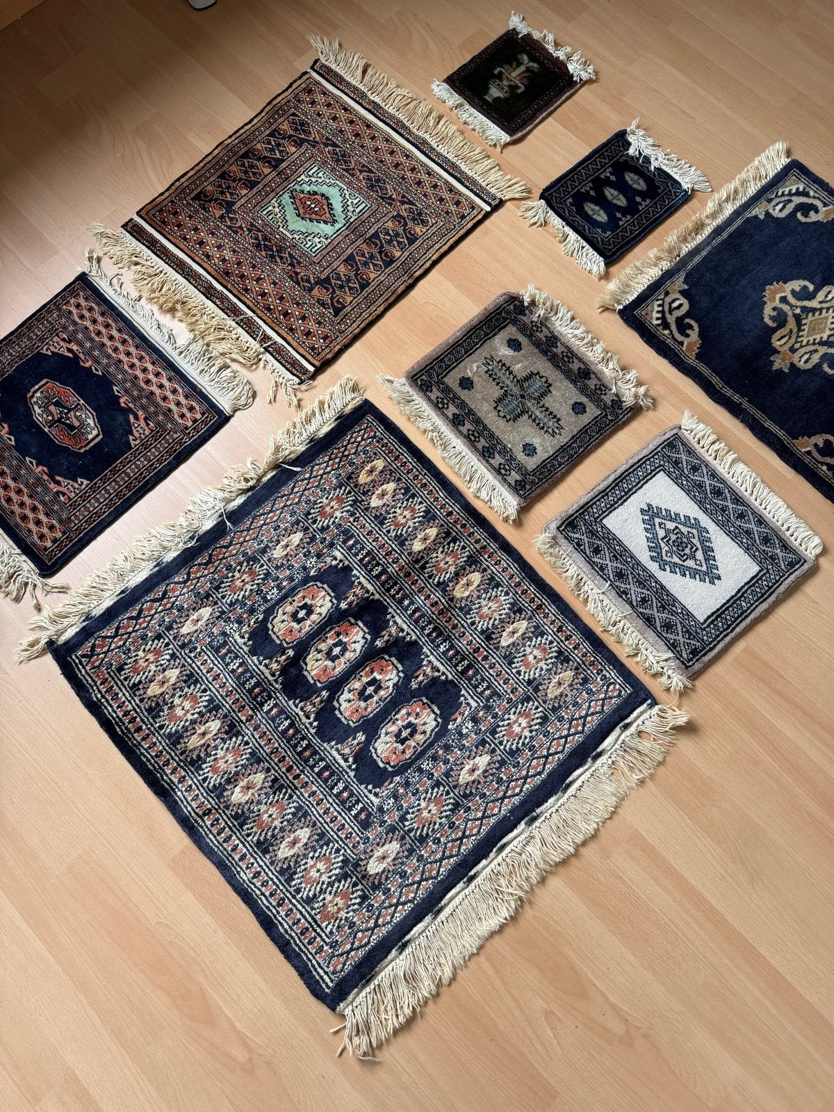 Set van 8 Perzische tapijtjes - Handgeknoopt, Huis en Inrichting, Stoffering | Tapijten en Kleden, Minder dan 50 cm, Gebruikt
