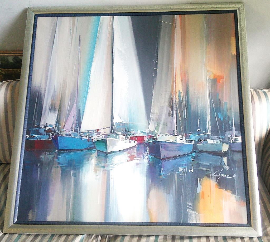 Zeilschepen in haven - Wilfred Lang (geb.1954), Ophalen