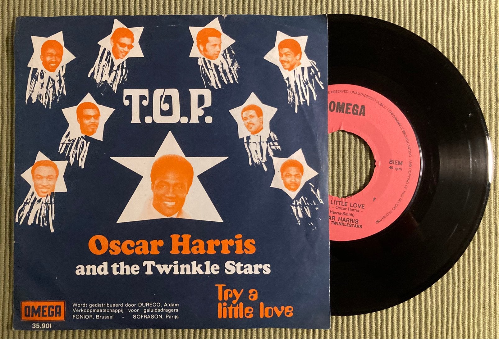 Vinyl single Oscar Harris & Twinkle Stars - T.O.P., Gebruikt, 7 inch, Ophalen of Verzenden, Overige typen