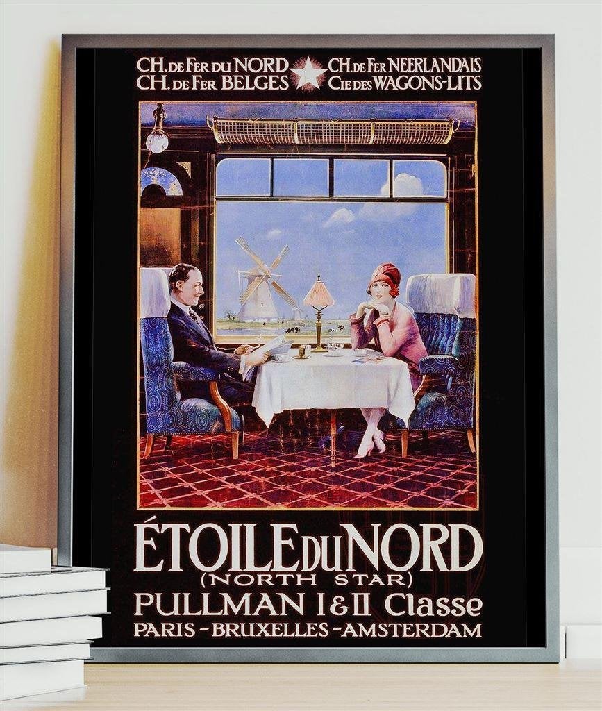 Grote Poster Pullman Express plm trein affiche art deco .