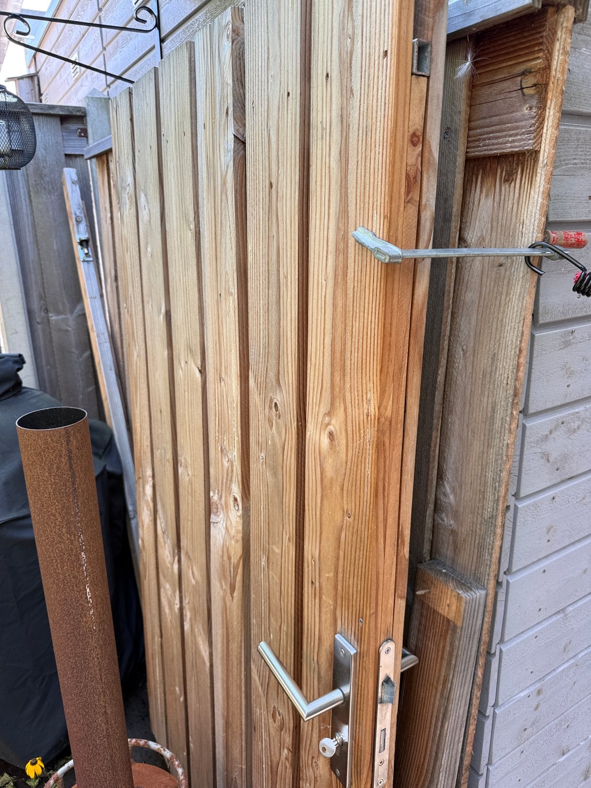 Schutting en poort op metalen frame  zgan, Tuin en Terras, Ophalen, Minder dan 3 meter, Hout, 1 tot 2 meter