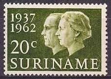 Suriname NVPH nr 378 postfris Zilveren Huwelijk 1962, Ophalen of Verzenden, Postfris