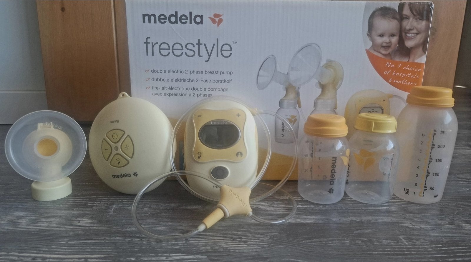 Medela Freestyle & Swing kolf met opvangflesjes, Ophalen, Gebruikt
