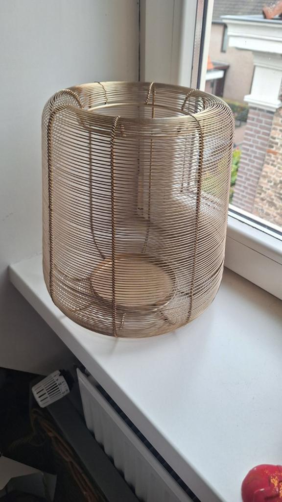 Mooi windlicht goud, Huis en Inrichting, Woonaccessoires | Kandelaars en Kaarsen, Ophalen, Zo goed als nieuw, Metaal