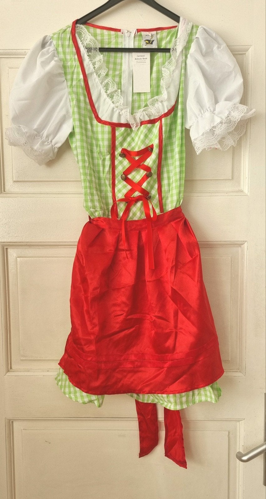 Complete dirndl groen met rood mt 38 oktoberfeest trachten, Maat 38/40 (M), Ophalen of Verzenden, Kleding, Overige thema's