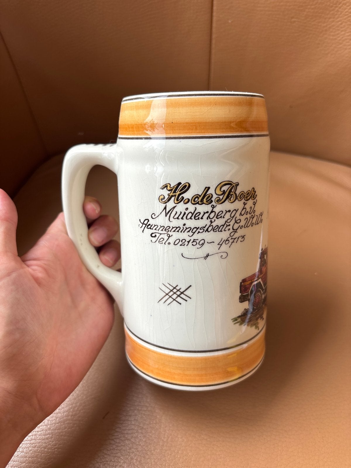 Vintage Polychroom Handgeschilderde Bierpul - Made in Hollan, Ophalen of Verzenden
