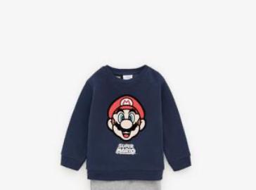 Kinder trui sweater sweatshirt Mario blauw top maat 86 Zara, Gebruikt, Truitje of Vestje, Ophalen of Verzenden, Jongetje