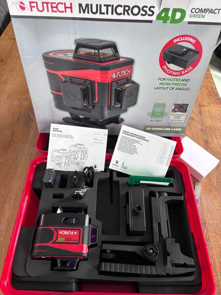 Futech Multicross 4D Compact Green laser nieuw, Doe-het-zelf en Verbouw, Ophalen of Verzenden, Zo goed als nieuw