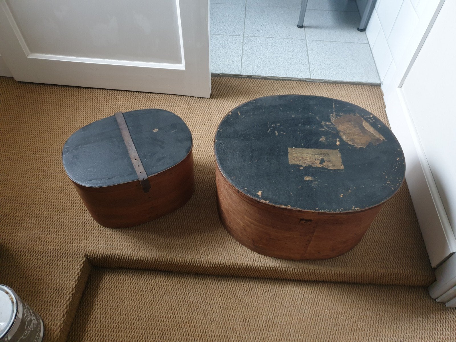 Frans brocante  spandozen,  hoedendozen  houten dozen, Antiek en Kunst, Ophalen of Verzenden