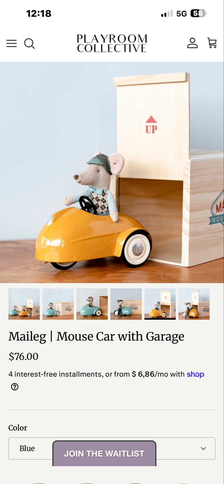 Maileg Muis Auto met Garage - uit 2021, Ophalen of Verzenden, Zo goed als nieuw