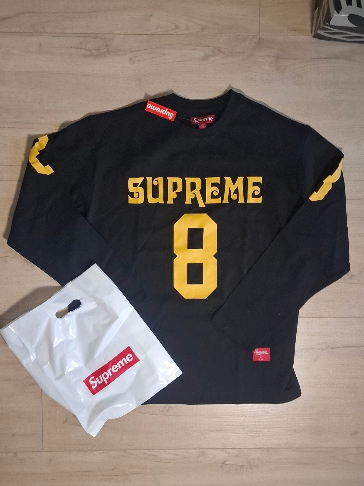 Supreme Longsleeve Zwart Geel Maat L Nieuw, Maat 52/54 (L), Zwart, Nieuw, Ophalen of Verzenden