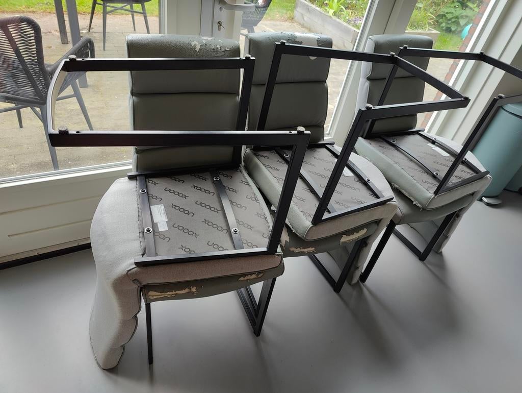 Set van 6 Xooon eetkamerstoelen - Grijsgroen, Gebruikt, Huis en Inrichting, Stoelen, Ophalen, Gebruikt, Drie, Stof