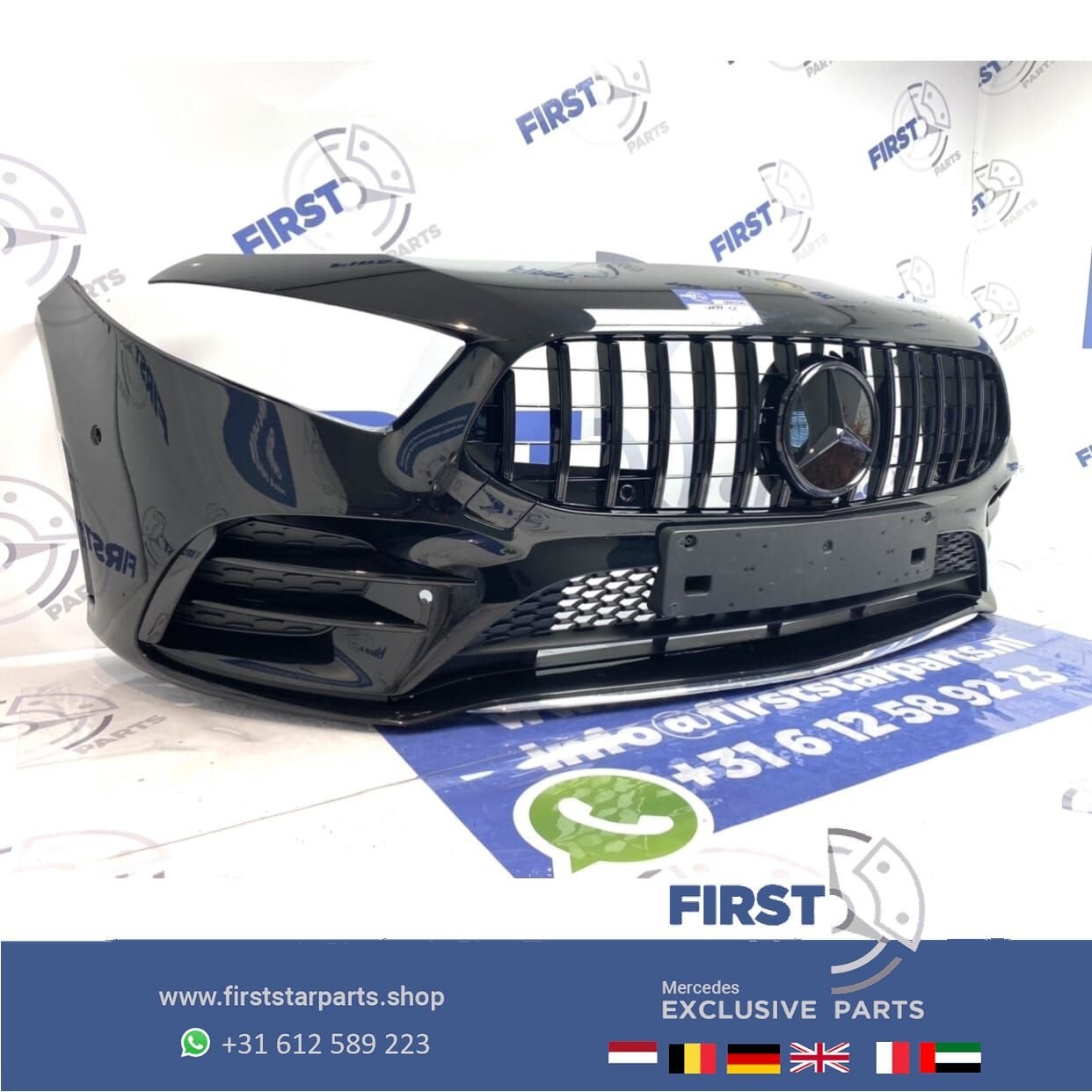 W177 A35 AMG VOORBUMPER ZWART Mercedes A Klasse BUMPER 2018-, Gebruikt, -, Voor, Ophalen of Verzenden