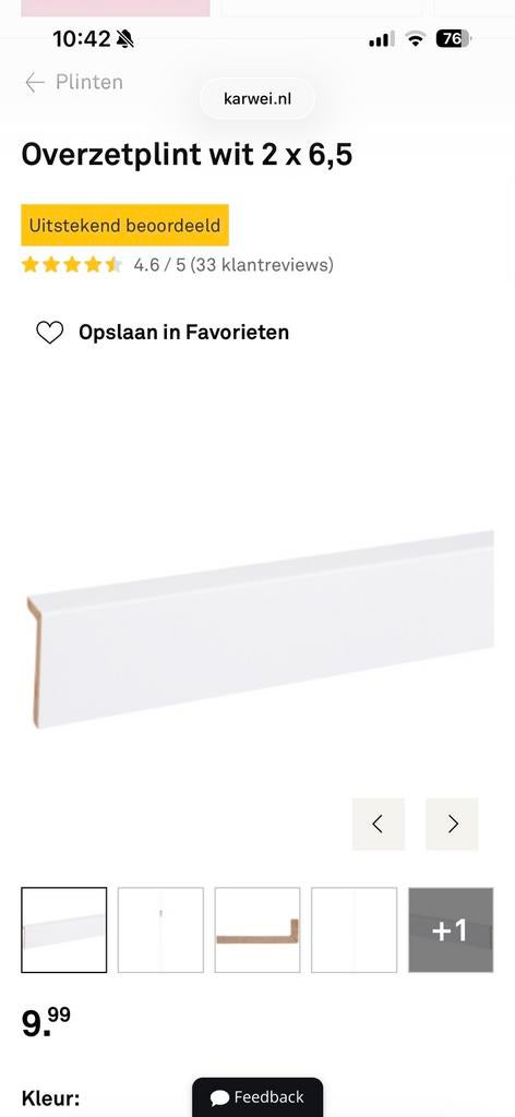 5 stuks overzet plinten wit, Doe-het-zelf en Verbouw, Plinten en Afwerking, Ophalen, Zo goed als nieuw, Mdf, 200 tot 250 cm