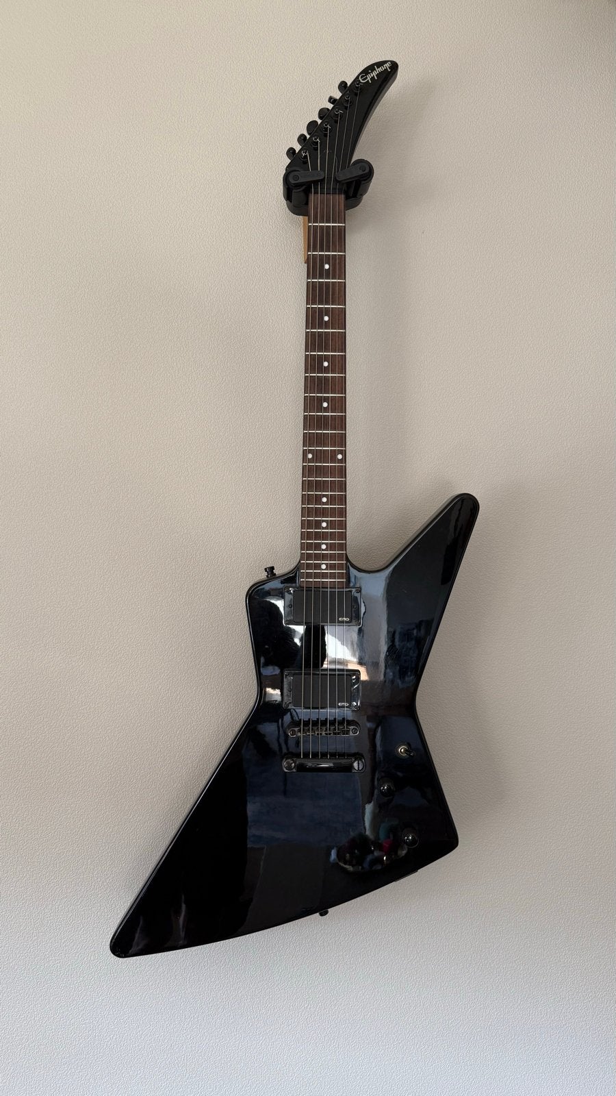 Epiphone Explorer 1984 EMG Limited Edition Zwart, Muziek en Instrumenten, Ophalen, Gebruikt, Solid body, Epiphone