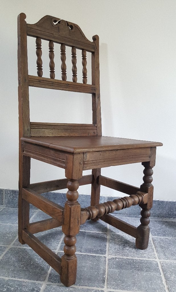 Hall stoel, antiek, 17e eeuw, Duits, eikenhout, stevig, Ophalen, Gebruikt, Bruin, Antiek rustiek