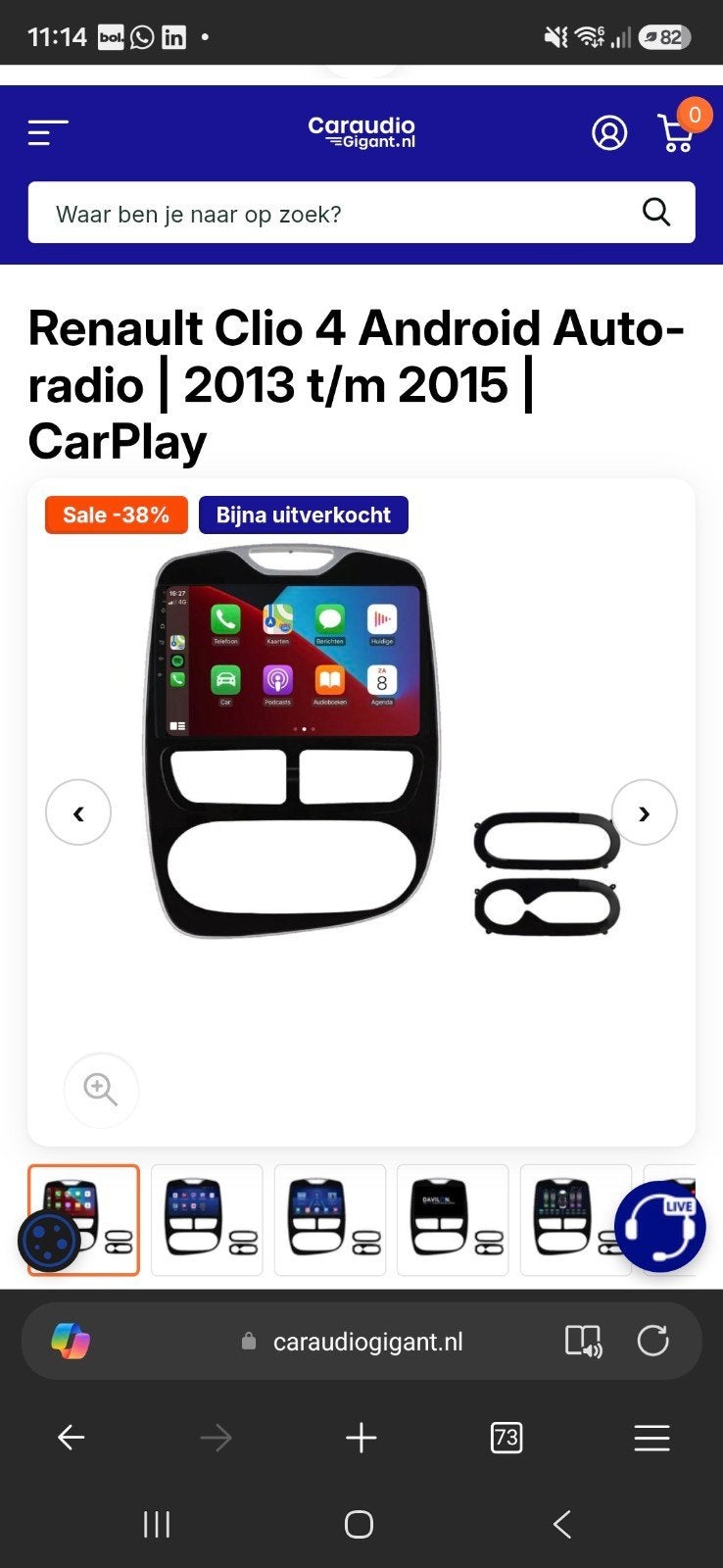 Renault Clio 4 Android Autoradio | 2013-2015 | CarPlay, Auto diversen, Autoradio's, Ophalen of Verzenden, Zo goed als nieuw