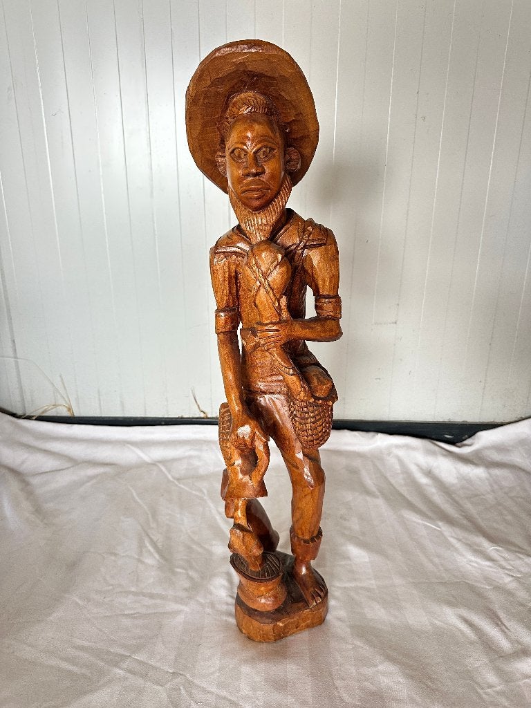 Grote handgesneden houten beeld, 70,5 cm hoog, Ophalen of Verzenden