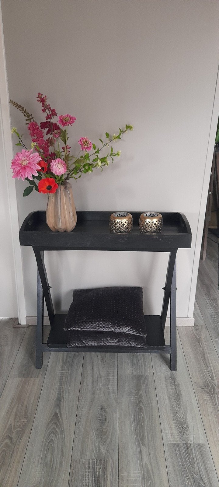 MOOIE ZWARTE SIDETABLE, Huis en Inrichting, Tafels | Sidetables, Ophalen, Gebruikt, 50 tot 100 cm, Teakhout