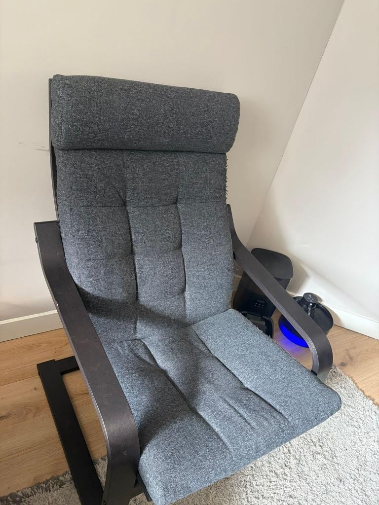 POÄNG Fauteuil, zwartbruin/Gunnared donkergrijs, Ophalen, Gebruikt, 75 tot 100 cm, Ikea Poang