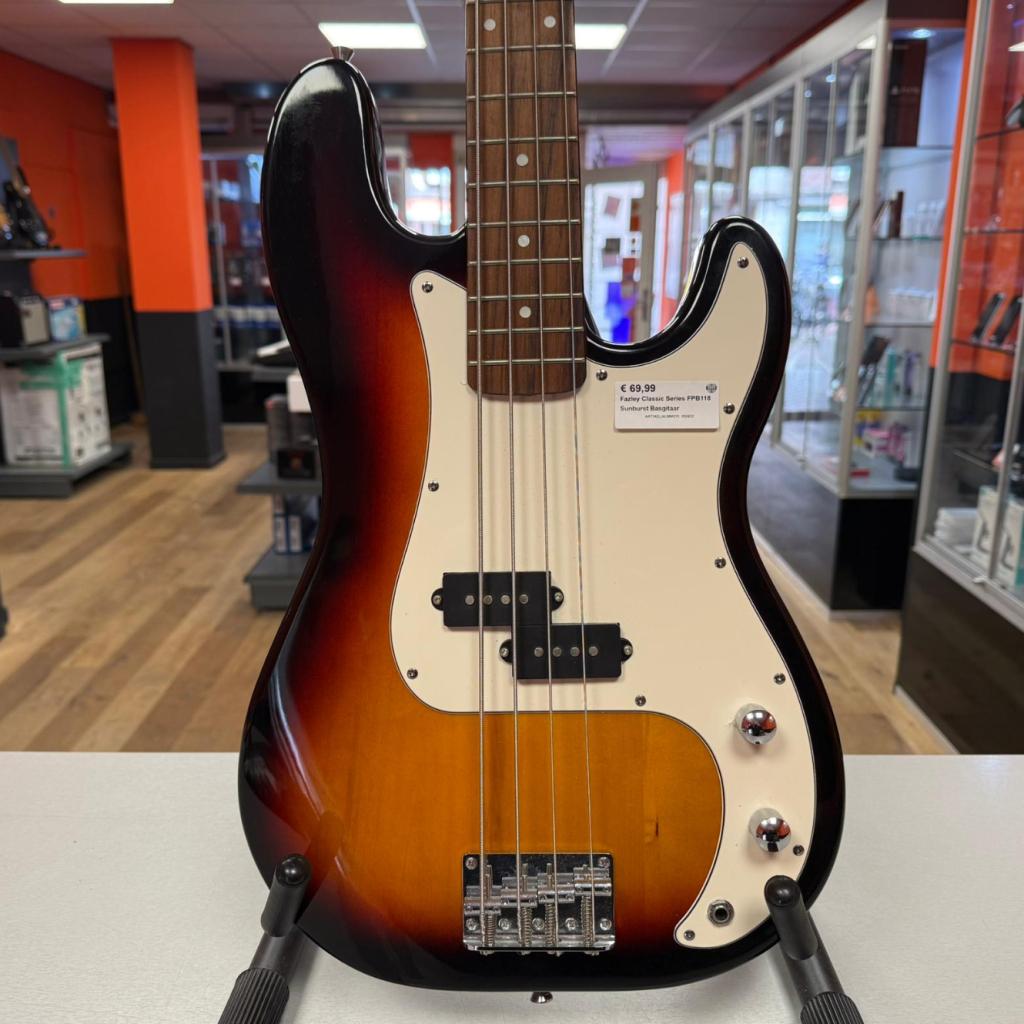 Fazley Classic Series FPB118 Sunburst Basgitaar, Flex Ltd., Zo goed als nieuw, https://flex.com/contact-us, Nobelstraat 10, 5807 GA Oostrum LB, Limburg, Nederland