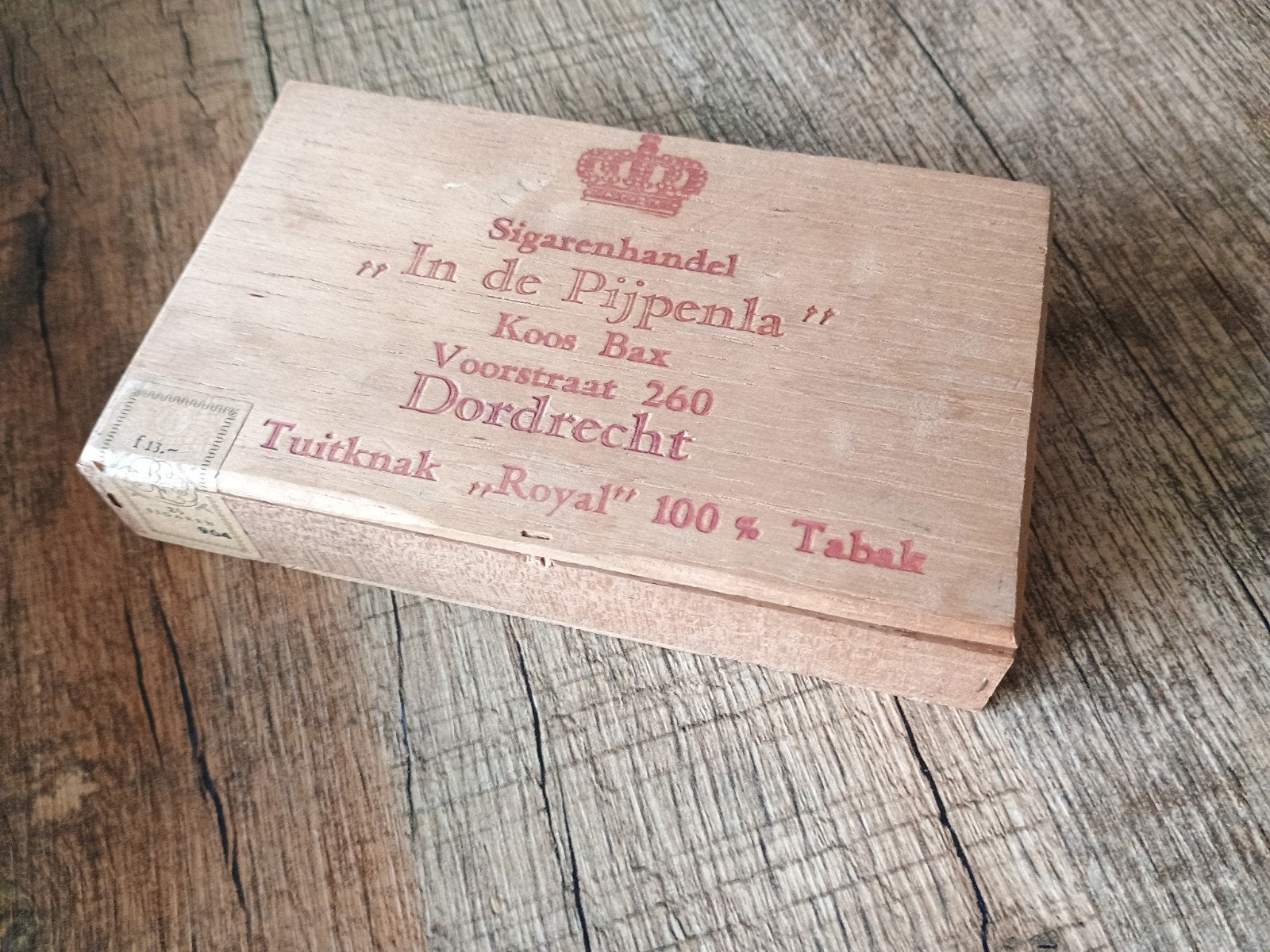 Oud sigarenkistje - In de pijpenla - Voorstraat Dordrecht, Ophalen of Verzenden, Gebruikt, Tabaksdoos of Verpakking