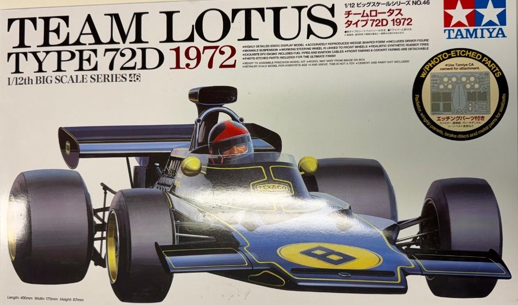 Coelianmodels, Tamiya 12046, Team Lotus 72D, 1/12!, € 129,99, Auto, Groter dan 1:32, Nieuw, Ophalen of Verzenden