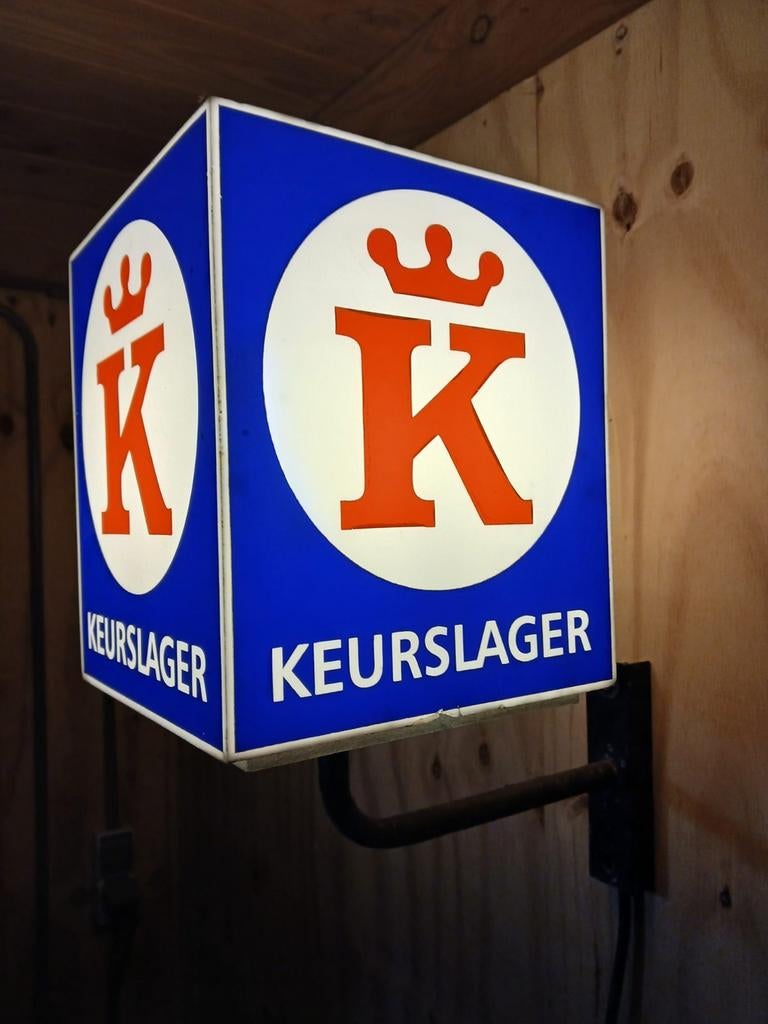 Oud Keurslager uithangbord met verlichting, Ophalen, Lichtbak of (neon) lamp