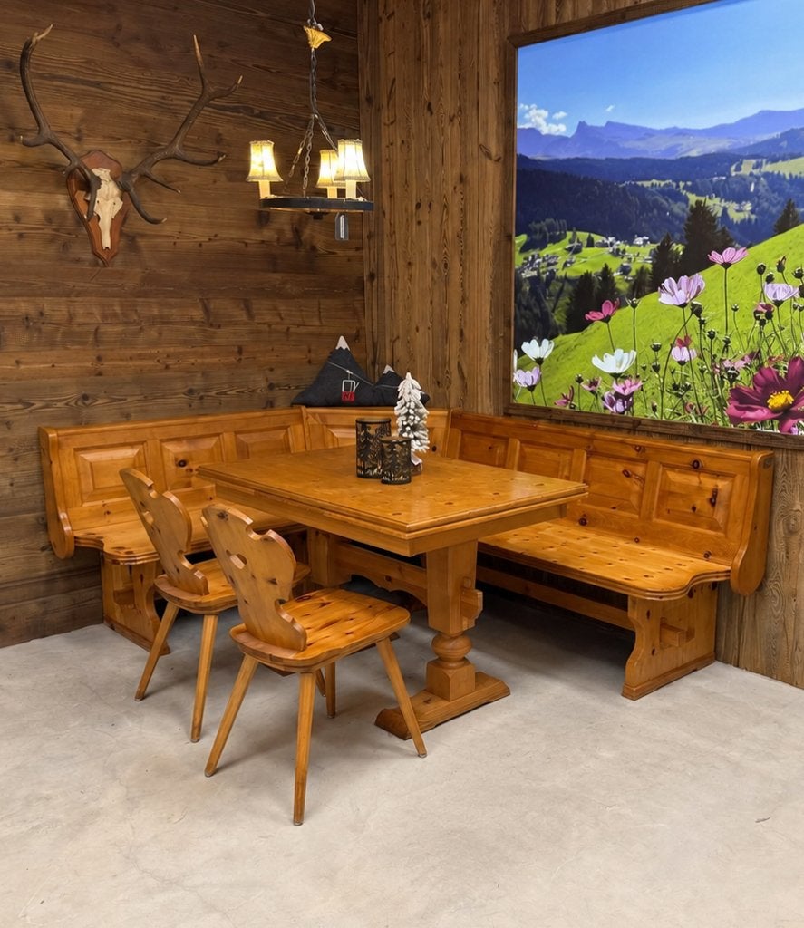 Vintage Oostenrijkse eethoek | Hoekbank Alpen zithoek, Ophalen