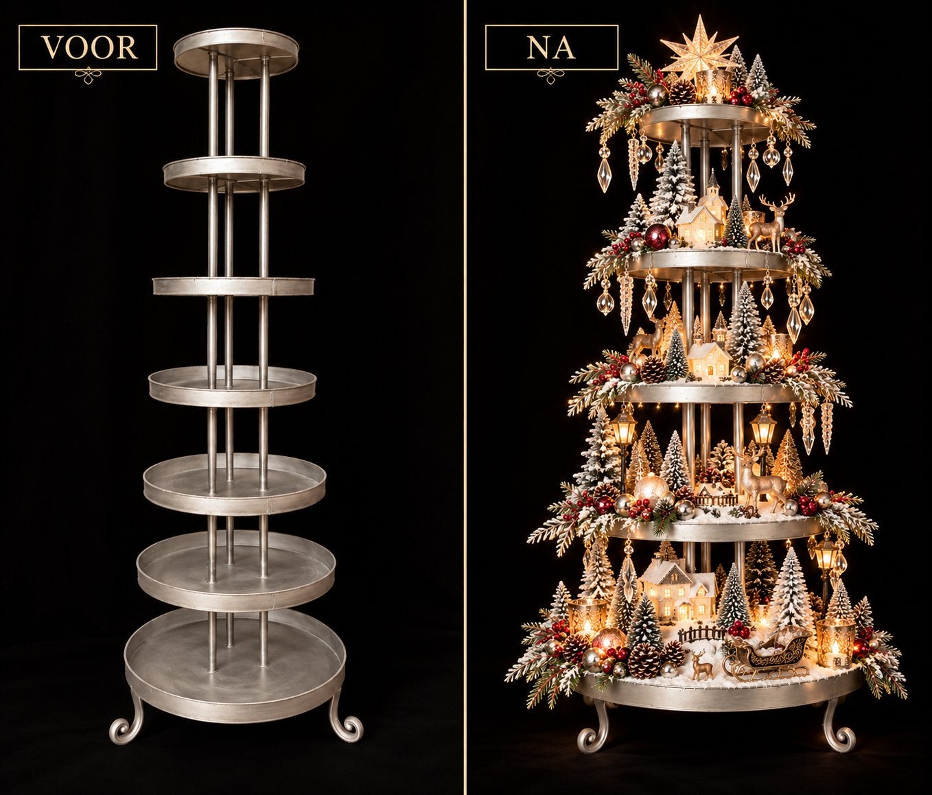 PTMD Grote etagère, display, 7 blads etage tafel KERST VdlM
