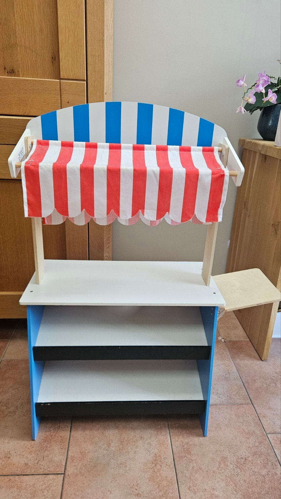 Houten Speelgoed Winkelkraam met Accessoires, Kinderen en Baby's, Ophalen, Zo goed als nieuw, Jongen of Meisje