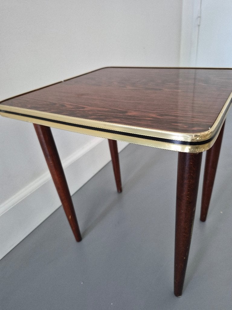 Mooi vintage mid-century tafeltje, plantentafeltje, Huis en Inrichting, Gebruikt, Eikenhout, Vierkant, Minder dan 50 cm