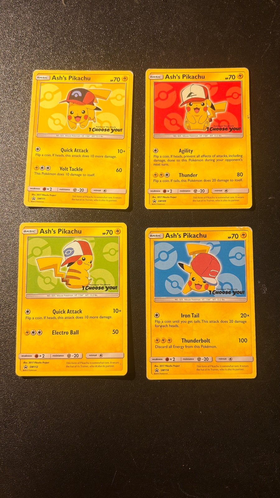 Pokémon Ash’s Pikachu Set – 4 Verschillende Kaarten, Ophalen of Verzenden, Zo goed als nieuw